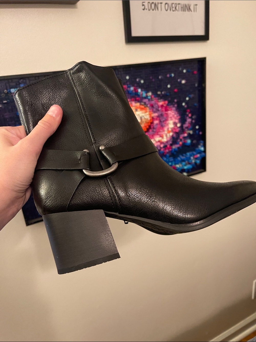 BareTraps Black Leather-Look Ankle Boot with Buckle Detail